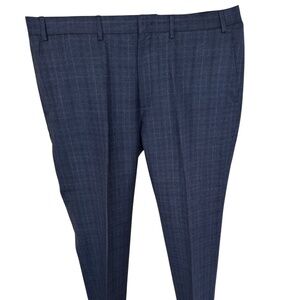 Ryan Seacrest Distinction Dress Pant Navy Blue Plaid